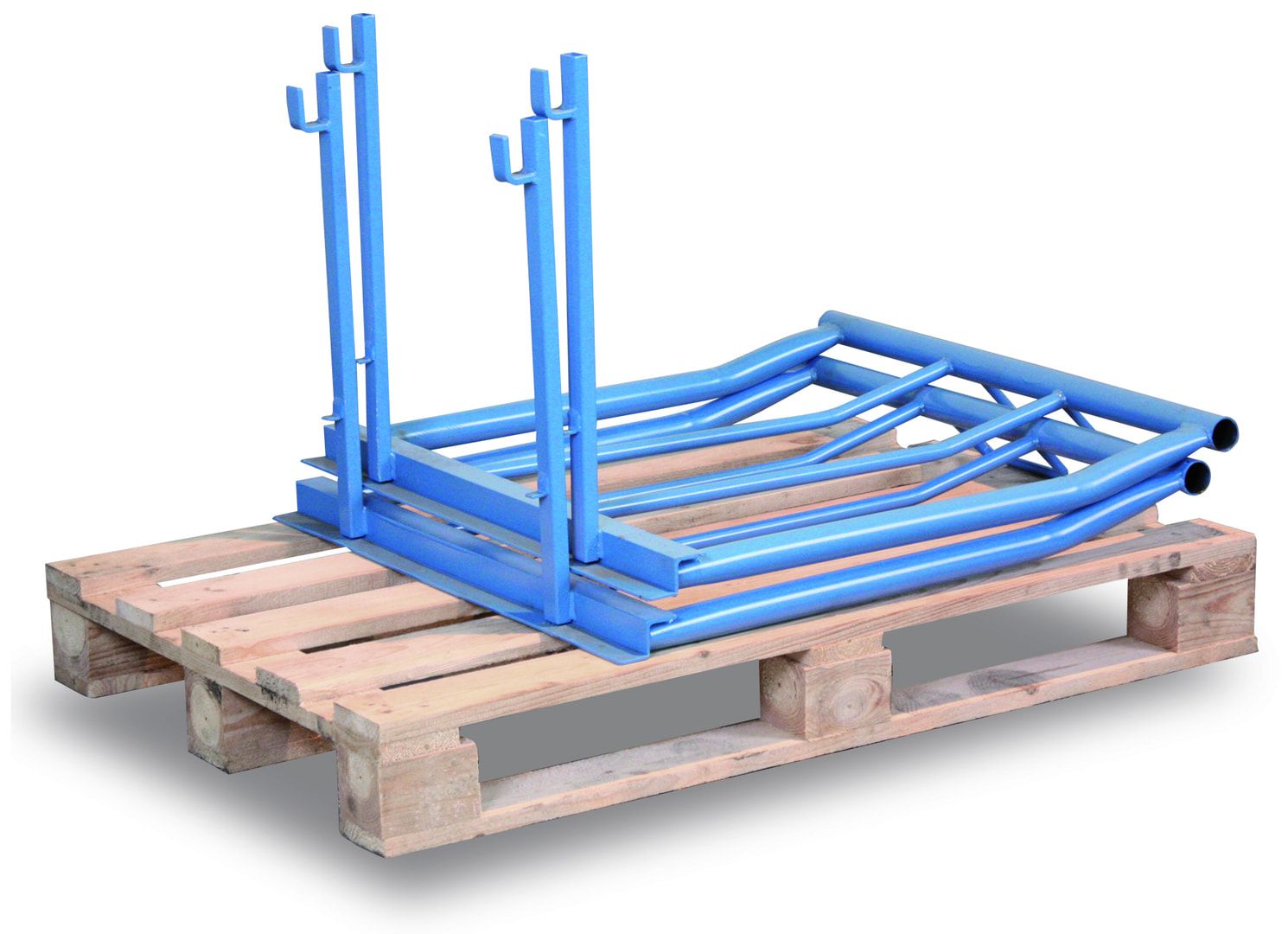 Palettenaufsatzrahmen für Europalette - 300 kg - Höhe 1.200 mm - 3-fach stapelbar - Längsseite offen - lichtblau