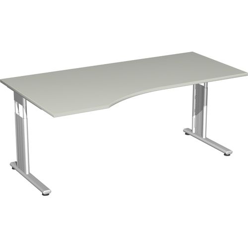 Eckschreibtisch, Bürotisch, Füße einseitig verkürzt, C-Fuß Flex, Ecke links, 720 x 1.800 x 1.000 mm (HxBxT), Gestell silber, Dekor Ahorn