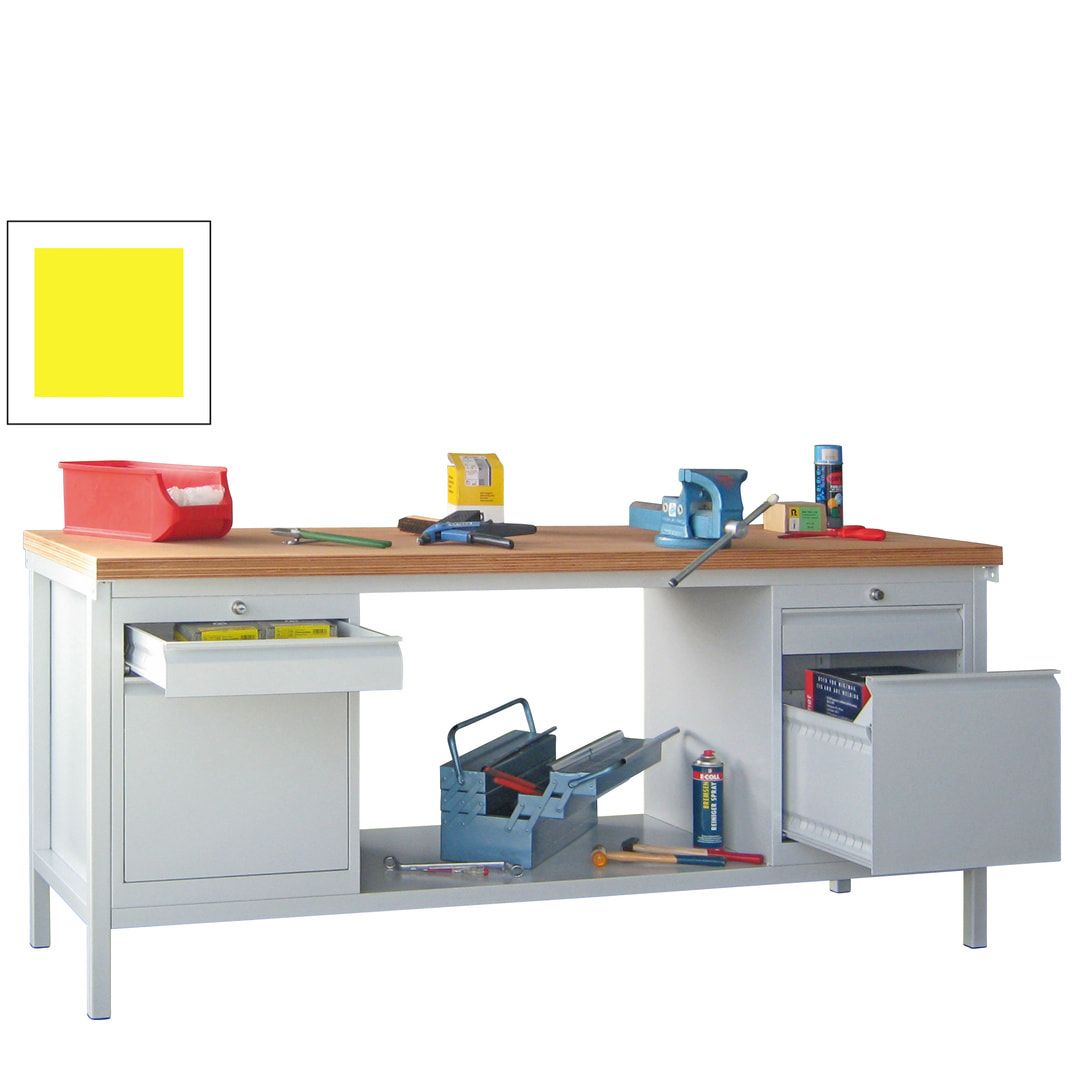 Werkbank mit Schubladenblöcken - 900 x 2.000 x 700 (HxBxT) - anthrazitgrau