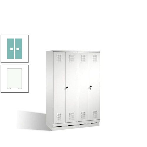 Doppel-Spind, Doppeltüren, Garderobenschrank mit Sockel, 4 Abteile a 300 mm, Korpus anthrazitgrau, Tür anthrazitgrau, 1.800 x 1.200 x 500 mm (HxBxT)