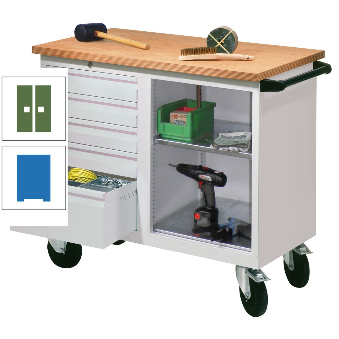 Mobile Werkbank - Werkstattwagen - 915 x 1.090 x 600 mm - 5 Schubladen und Ablagefach - anthrazitgrau