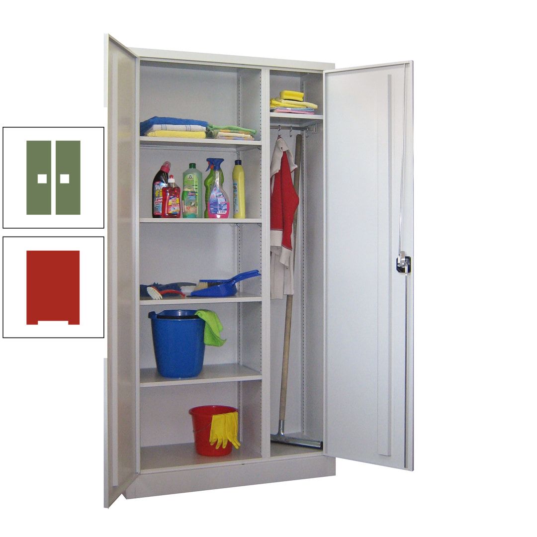Putzschrank mit Trennwand - 1.950x1.000x400 mm (HxBxT) - Böden pulverbeschichtet - anthrazitgrau