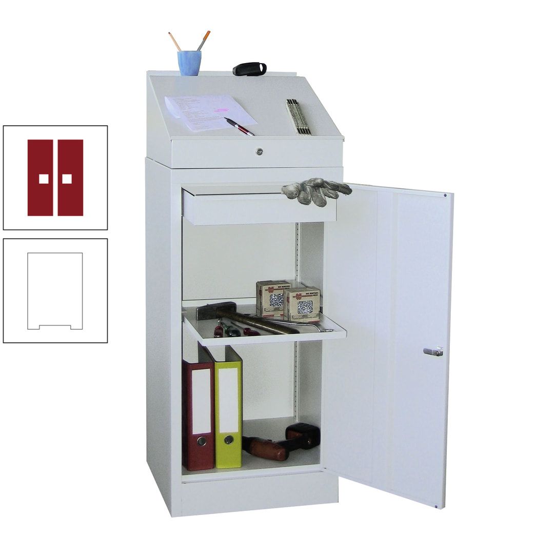 Stehpult mit Schrank - Vollblechtür - Zylinderschloss - 1 Einlegeboden, 1 Schublade - 1.270x500x500 mm (HxBxT) - anthrazitgrau
