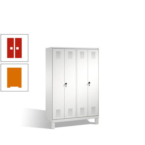 Doppel-Spind, Doppeltüren, Garderobenschrank mit Füßen, 4 Abteile a 300 mm, Korpus anthrazitgrau, Tür anthrazitgrau, 1.850 x 1.200 x 500 mm (HxBxT)
