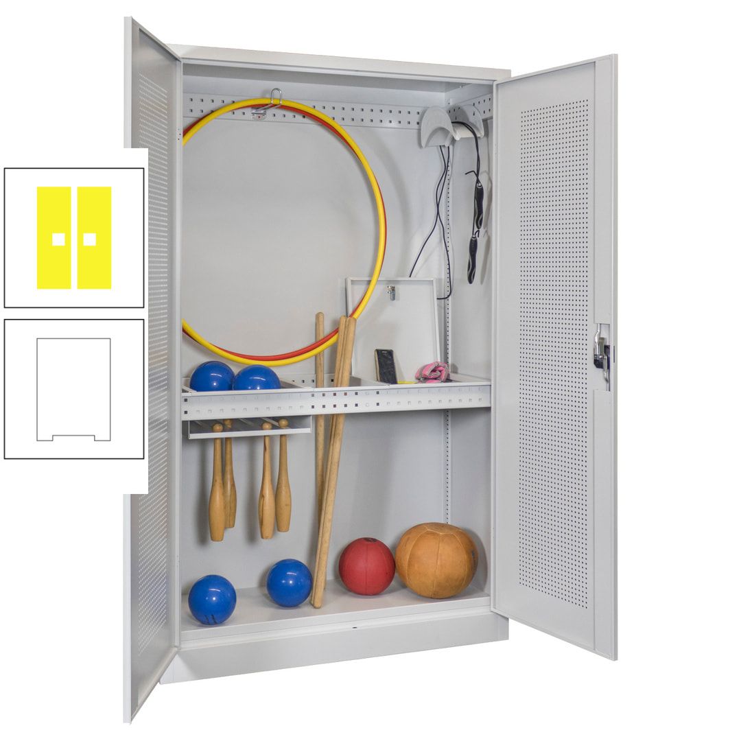 Sportschrank - Lochfeldtüren - Variante 1 - 1.950x1.200x500 mm (HxBxT) - anthrazitgrau