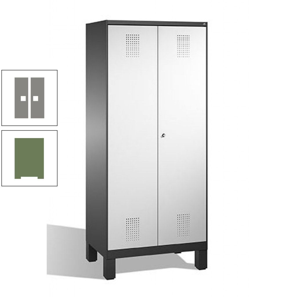 Mehrzweckschrank, Doppeltüren, auf Füßen, 2 Abteile a 400 mm, Korpus anthrazitgrau, Tür anthrazitgrau, 1.850 x 800 x 500 mm (HxBxT)