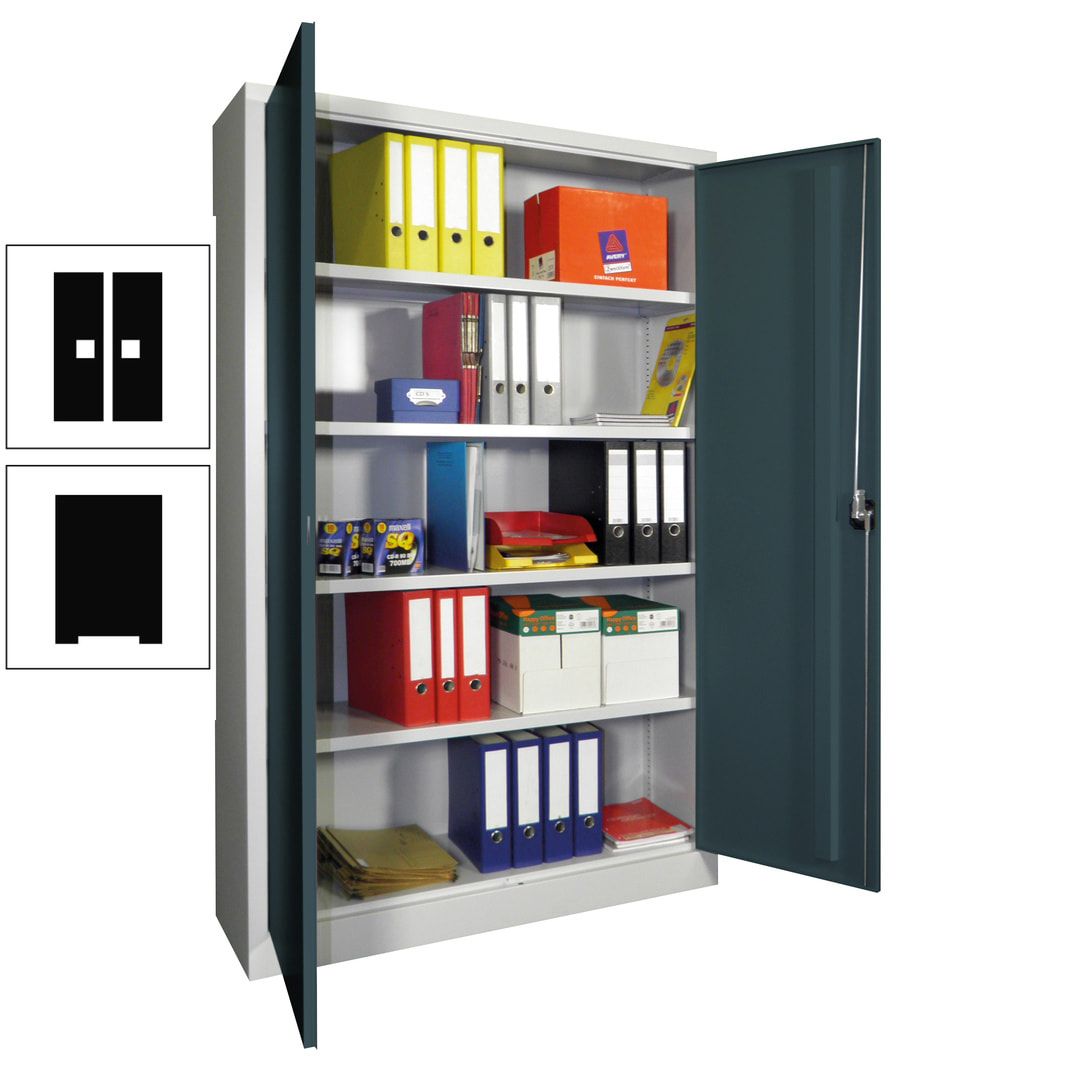 Aktenschrank - Vollblechtüren - 1.950x1.200x400 mm (HxBxT) - 4 Einlegeböden verzinkt - Zylinderschloss - anthrazitgrau