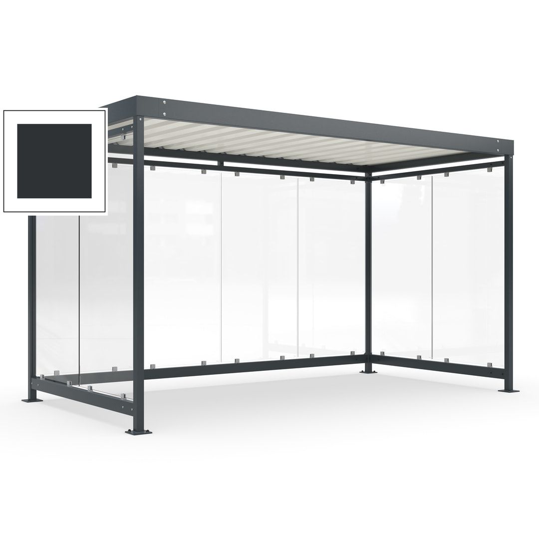 Fahrradunterstand, Fahrgastunterstand, Bushaltestelle, Bausatz, 12-13 Personen, 2.510 x 4.195 x 2.165 mm (HxBxT), 8 Wände, Achatgrau