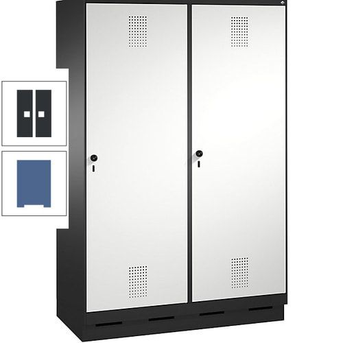 Doppel-Spind, Garderobenschrank, 2 Türen für 4 Abteile a 300 mm, Korpus anthrazitgrau, Türen anthrazitgrau, 1.800 x 1.200 x 500 mm (HxBxT)