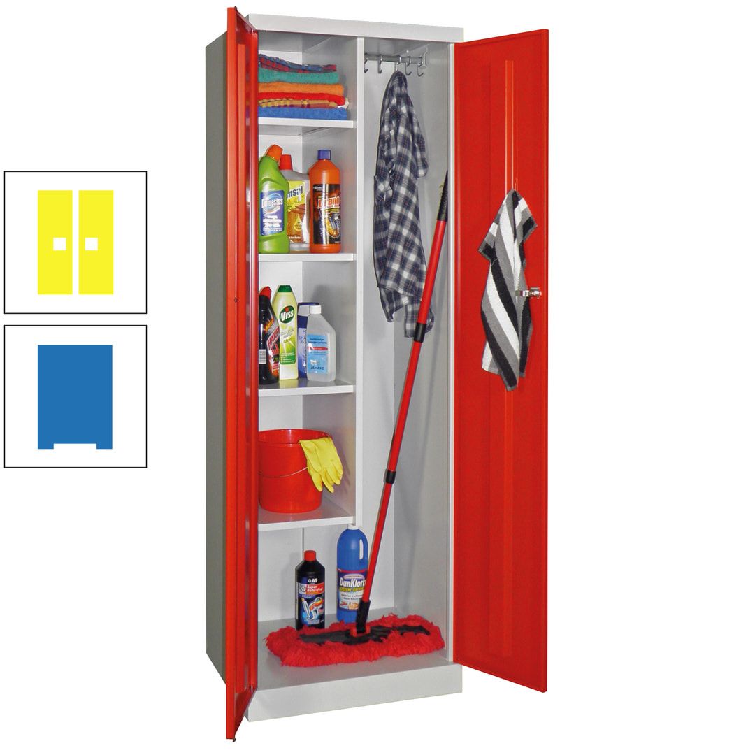 Putzschrank mit Sockel - 1 Abteil mit Trennwand - 1.800x600x500 mm (HxBxT) - Zylinderschloss - anthrazitgrau