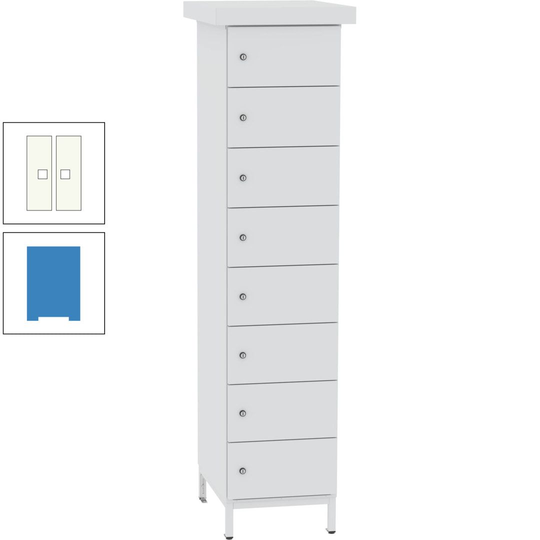 Akkuschrank, Batterieladeschrank, 8 Fächer, Schutzart IP54, Schuko, 1.855 x 400x 570 mm (HxBxT), Korpusfarbe anthrazitgrau, Frontfarbe anthrazitgrau