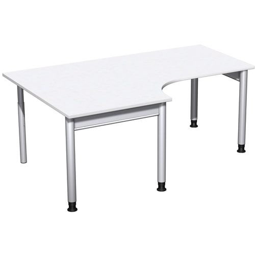 Eckschreibtisch, Eckteil 800 mm, links, Füße einseitig verkürzt, 4-Fuß Pro, höhenverstellbar, 680-800 x 1.600 x 1.200 mm (HxBxT), Dekor Ahorn
