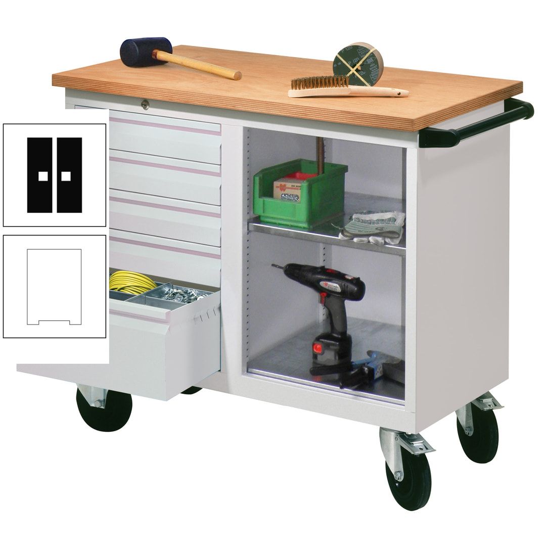 Mobile Werkbank - Werkstattwagen - 915 x 1.090 x 600 mm - 5 Schubladen und Ablagefach - anthrazitgrau