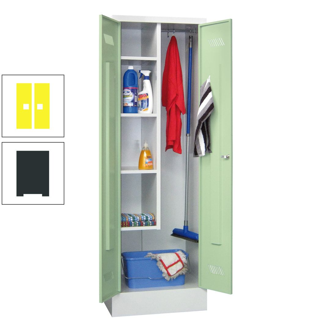 Putzschrank mit Sockel - 1 Abteil mit Trennwand - 1.850x600x500 mm (HxBxT) - Drehriegel - anthrazitgrau
