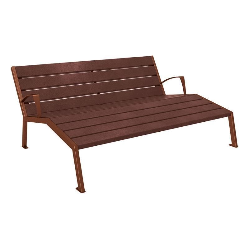 Liegestuhl aus Kunststoff und Stahlstreben - mit Armlehnen - 808 x 1.800 mm (HxB) - Farbe enzianblau - Parkbank - Gartenbank