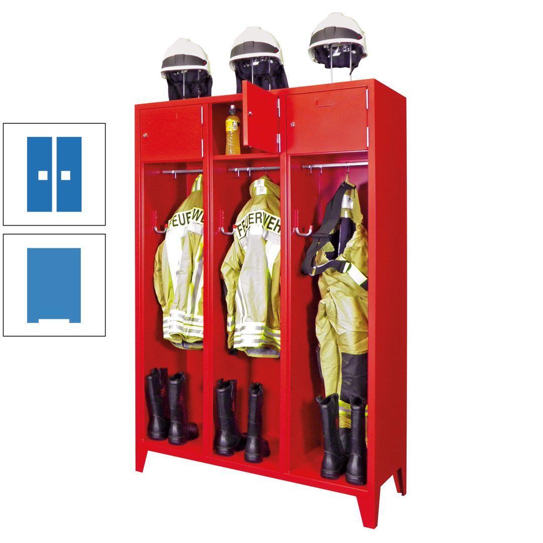Feuerwehrschrank - 2 Abteile - Ablagefach mit Tür, Etikettenrahmen - 2.100 x 830 x 500 mm (HxBxT) - anthrazitgrau