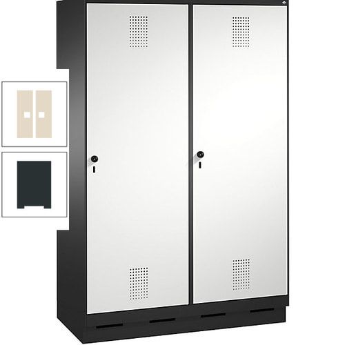 Doppel-Spind, Garderobenschrank, 2 Türen für 4 Abteile a 300 mm, Korpus anthrazitgrau, Türen anthrazitgrau, 1.800 x 1.200 x 500 mm (HxBxT)