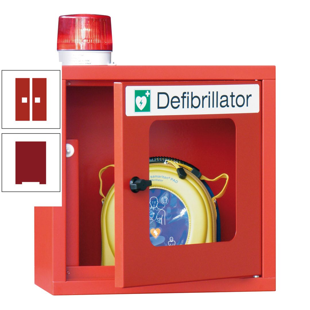 Defibrillatorenschrank mit akustischem und optischem Alarm - 490 x 400 x 200 mm (HxBxT) - Sichtfenster - anthrazitgrau