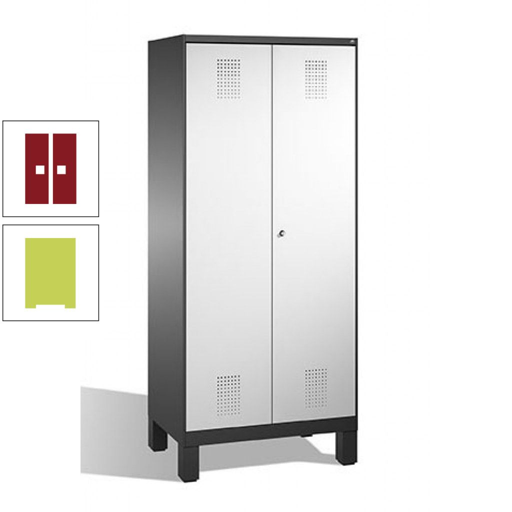 Mehrzweckschrank, Doppeltüren, auf Füßen, 2 Abteile a 400 mm, Korpus anthrazitgrau, Tür anthrazitgrau, 1.850 x 800 x 500 mm (HxBxT)