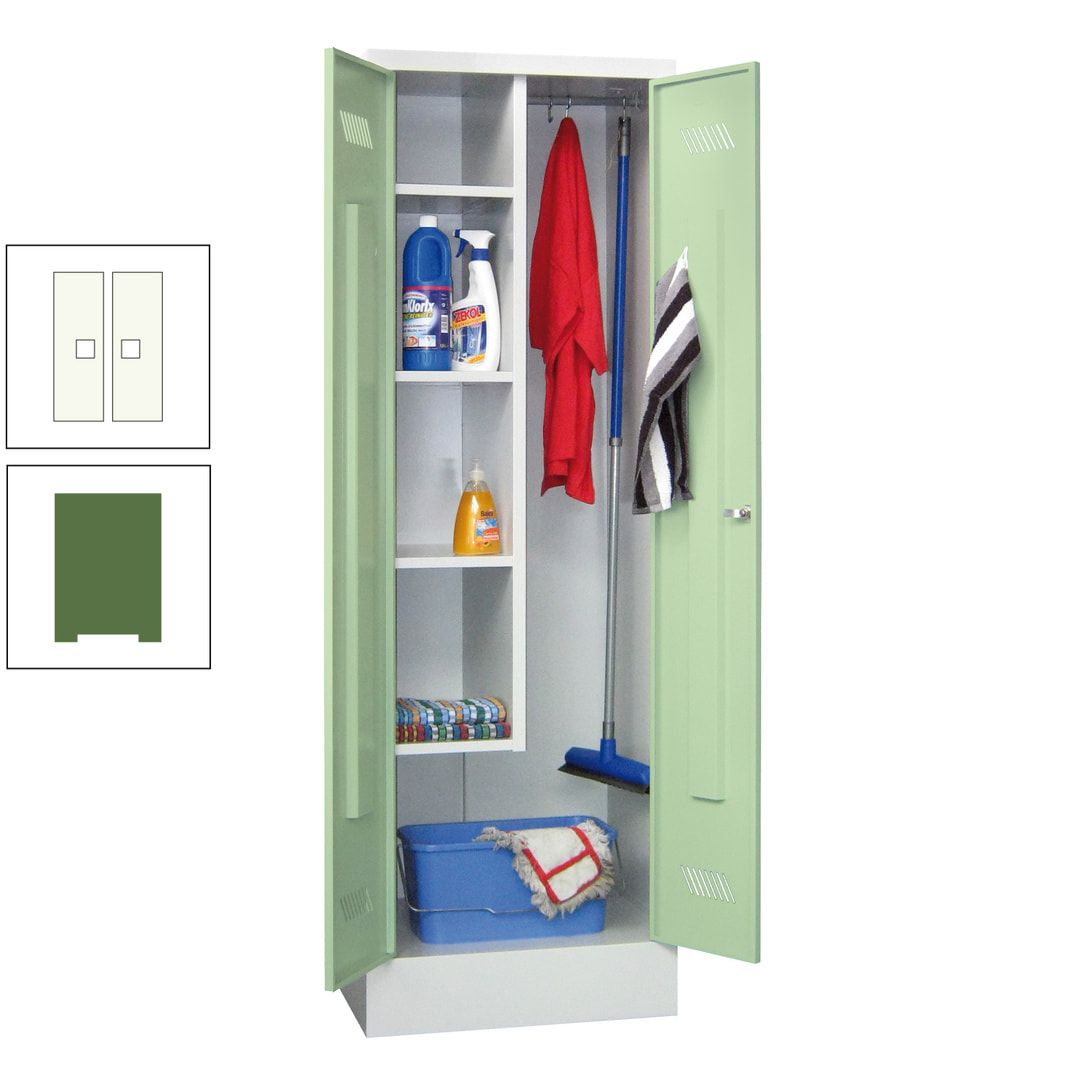 Putzschrank mit Sockel - 1 Abteil mit Trennwand - 1.850x600x500 mm (HxBxT) - Drehriegel - anthrazitgrau