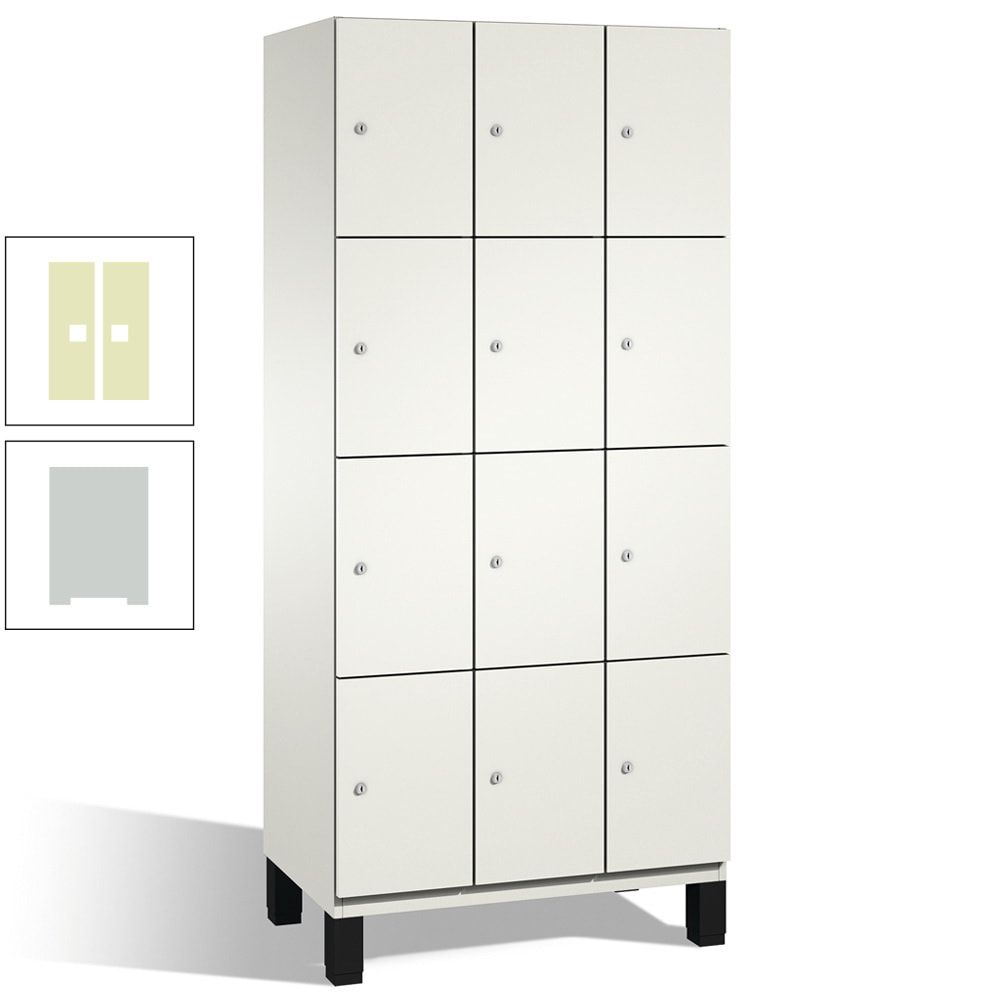 Fächerschrank, Stahlschrank, 12 Fächer, Türöffnungsbegrenzer, mit Füßen, Korpus lichtgrau, Tür anthrazitgrau, 1.980 x 900 x 525 mm (HxBxT)