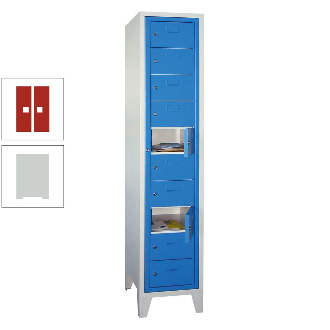 Schließfachschrank - Wäscheausgabeschrank - 10 Fächer a 315 mm - 1.850x400x500 mm (HxBxT) - Füße - Zylinderschloss - anthrazitgrau