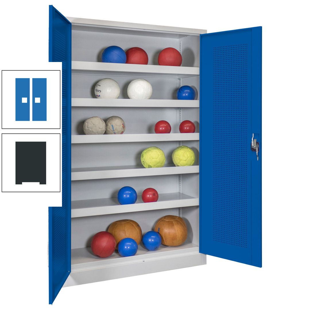 Ballschrank - Lochfeldtüren - 5 Böden - 1.950x1.200x500 mm (HxBxT) - anthrazitgrau