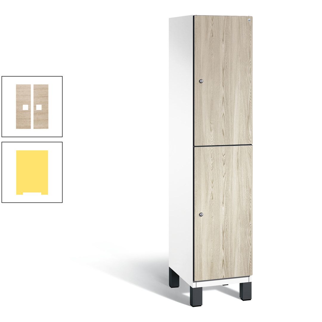 Fächerschrank, Garderobenschrank, mit Füßen, 1 Abteile, 1.980 x 400 x 525 mm (HxBxT), Korpus anthrazitgrau, Tür Donau-Ahorn