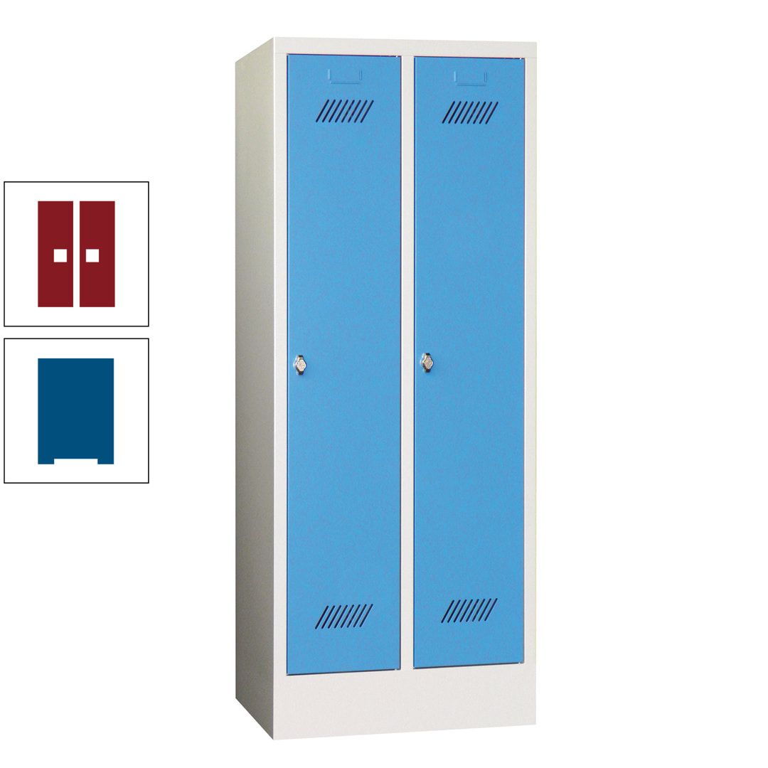 Spindschrank f. Schulen - mit Sockel - Höhe 1.600 mm - 2 Abteile a 300 mm - Drehriegel - anthrazitgrau