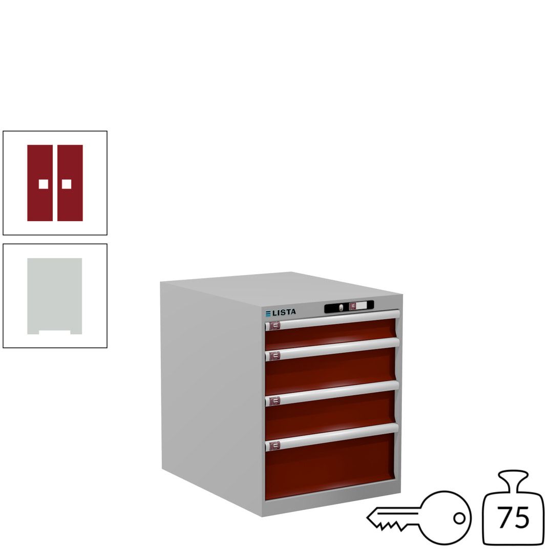 Lista Schubladenschrank - 14.350.010 - 700x564x725 mm (HxBxT) - 4 Schubladen - 75 kg - Key Lock - lichtblau (RAL 5012)