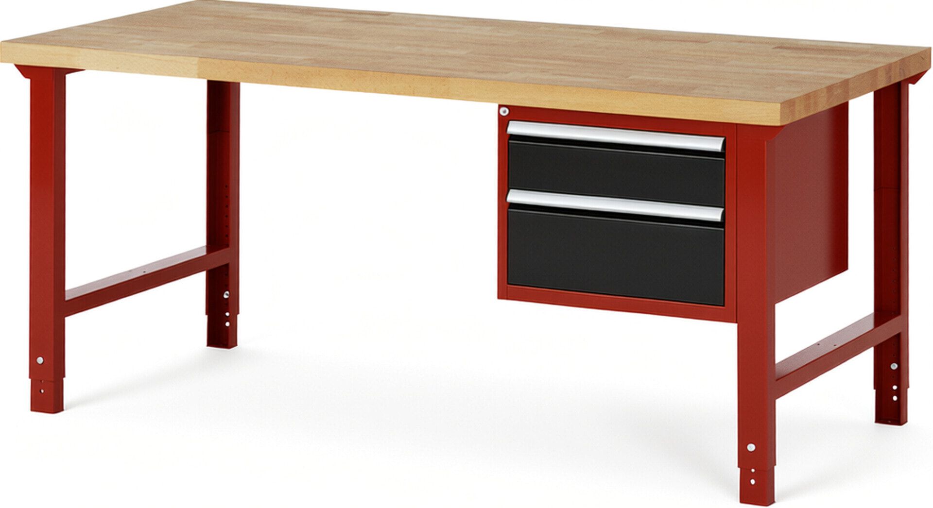 Werkbank - 2 Schubladen - Teilauszug - 150:1 / 210:1 - Höhe 790-1.140 mm - 2.000 x 900 mm (BxT) - 750 kg - Buche - Anthrazitgrau