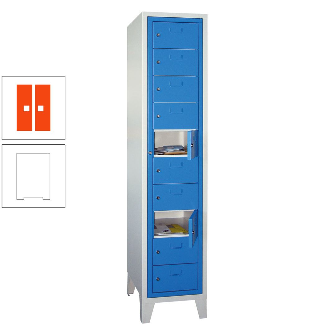 Schließfachschrank - Wäscheausgabeschrank - 10 Fächer a 315 mm - 1.850x400x500 mm (HxBxT) - Füße - Zylinderschloss - anthrazitgrau