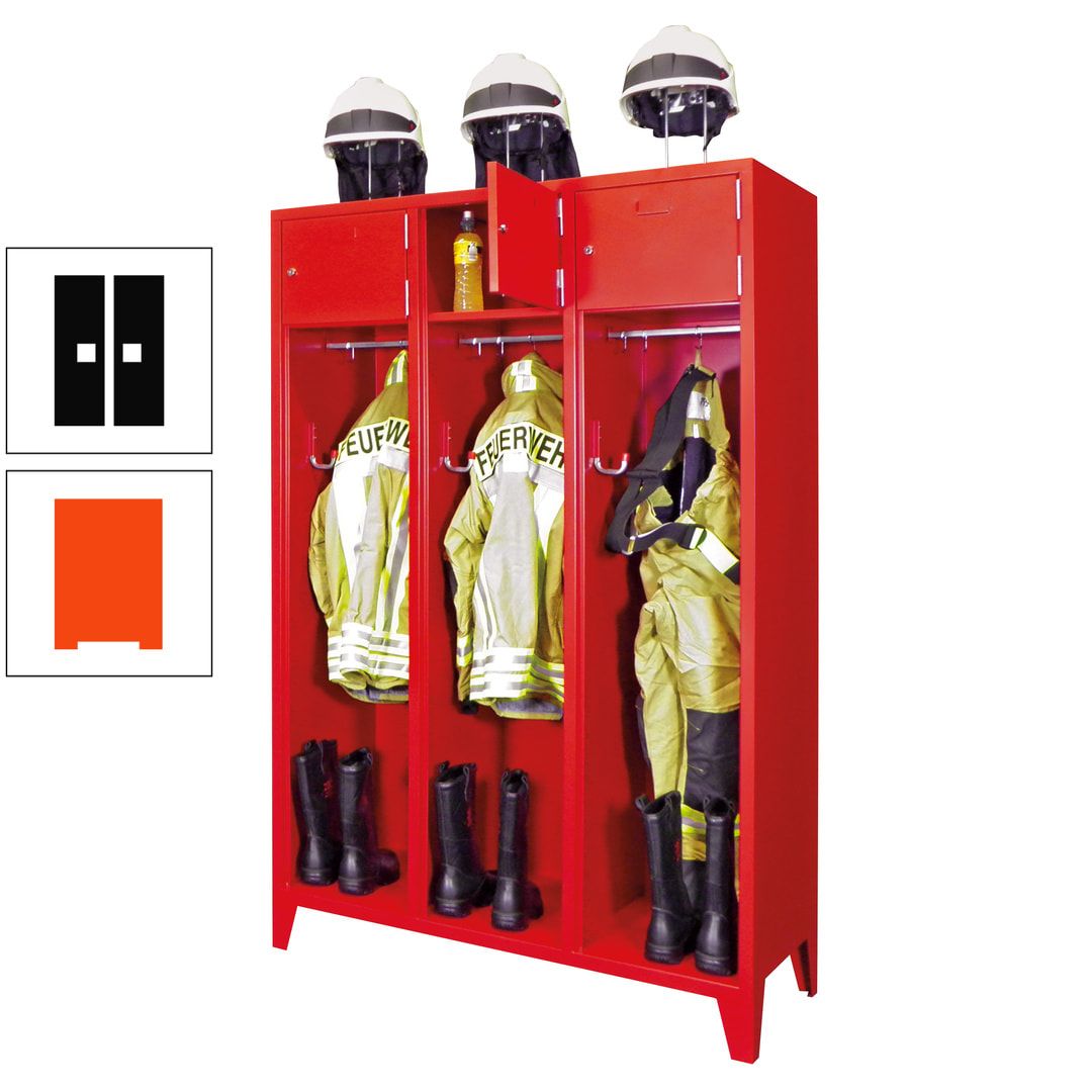 Feuerwehrschrank - 2 Abteile - Ablagefach mit Tür, Etikettenrahmen - 2.100 x 830 x 500 mm (HxBxT) - anthrazitgrau