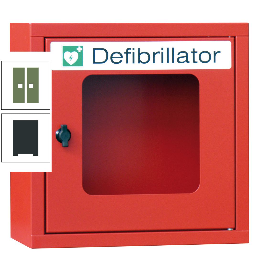 Defibrillatorenschrank - 400 x 400 x 200 mm (HxBxT) - Sichtfenster - anthrazitgrau