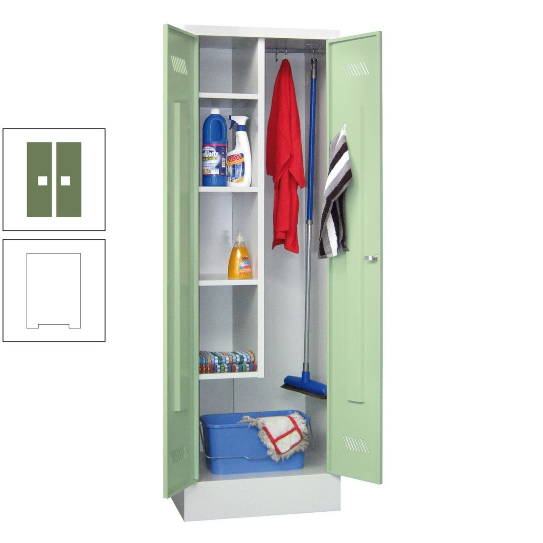 Putzschrank mit Sockel - 1 Abteil mit Trennwand - 1.850x600x500 mm (HxBxT) - Drehriegel - anthrazitgrau