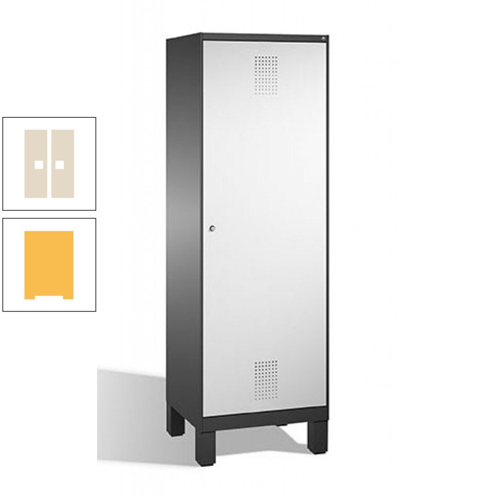 Doppel-Spind, Garderobenschrank, 1 Tür für 2 Abteile a 300 mm, Korpus anthrazitgrau, Türen anthrazitgrau, 1.850 x 600 x 500 mm (HxBxT)