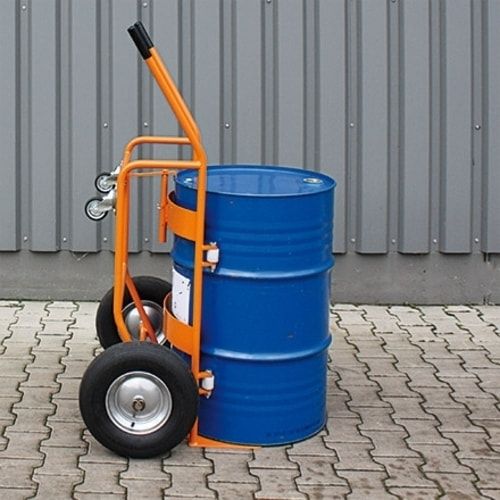 Eichinger Fasskippbock, stehende und liegende Sickenfässer, Traglast 300 kg, Luftreifen, gerundete Halterung, Stützbock, Farbe anthrazitgrau(RAL 7016)