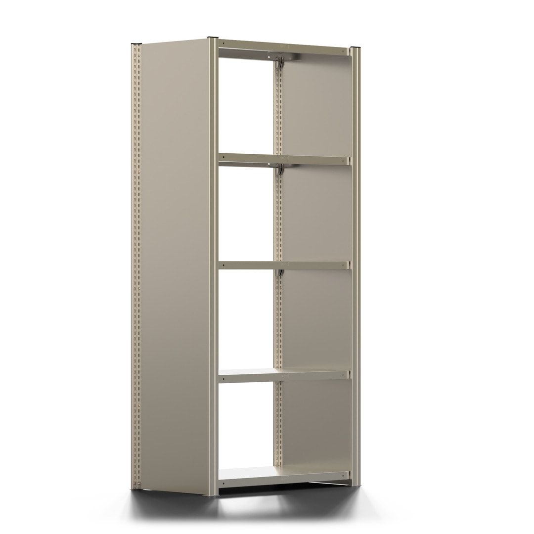 Fachbodenregal mit Seitenwand - 350 kg - 2.000 x 875 x 500 mm (HxBxT) - Anbauregal - 5 Böden - verzinkt - Lagerregal - Steckregal - BERT