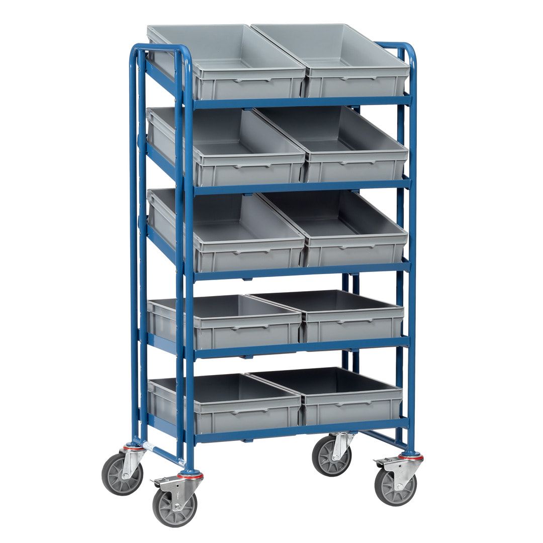 Fetra - Etagenwagen für 10 Eurokästen - 5 Etagen - 300 kg - 1.101 x 666 x 935 mm (HxBxT) - brillantblau
