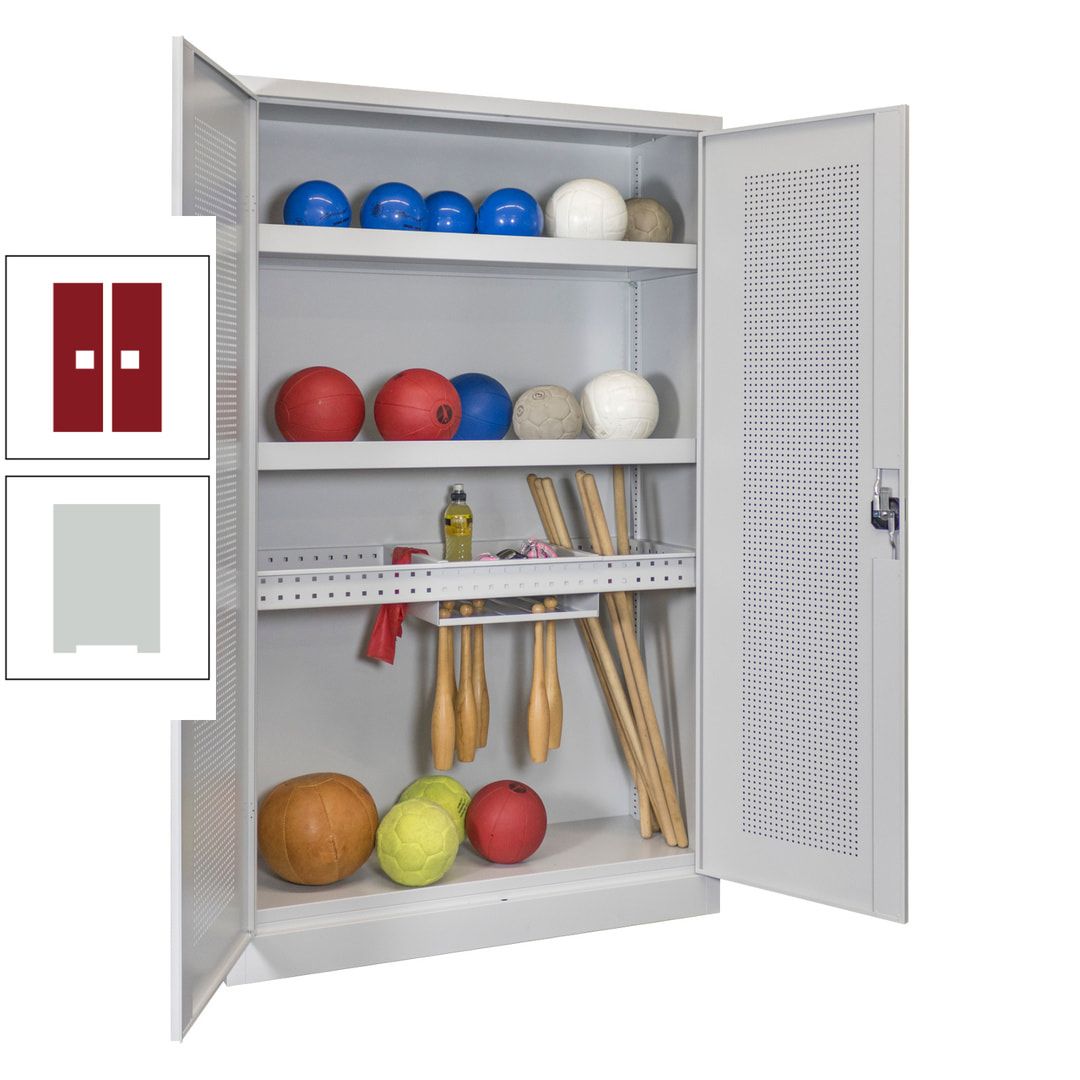 Sportschrank - Lochfeldtüren - Variante 2 - 1.950x1.200x500 mm (HxBxT) - anthrazitgrau