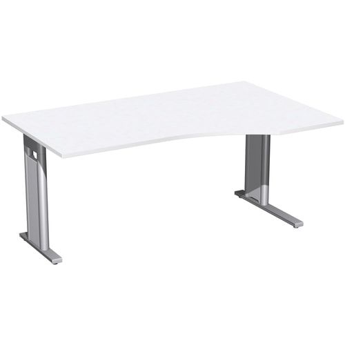 Eckschreibtisch, Ecke rechts, Füße einseitig verkürzt, C-Fuß Pro, 720 x 1.600 x 1.000 mm (HxBxT), Gestell silber, Dekor Ahorn