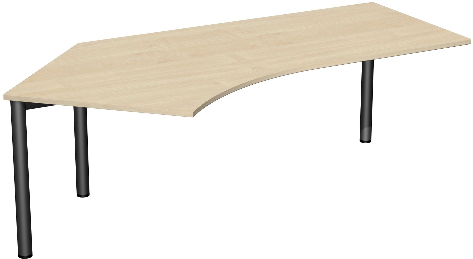 Winkel-Schreibtisch - Winkel links - 4-Fuß Flex - 720 x 2.166 x 1.130 mm (HxBxT) - Gestell anthrazit - Ahorn