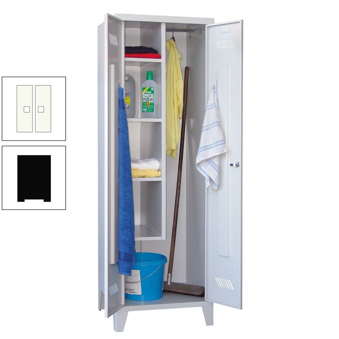 Putzschrank mit Füßen - 1 Abteil mit Trennwand - 1.850x600x500 mm (HxBxT) - Drehriegel - anthrazitgrau