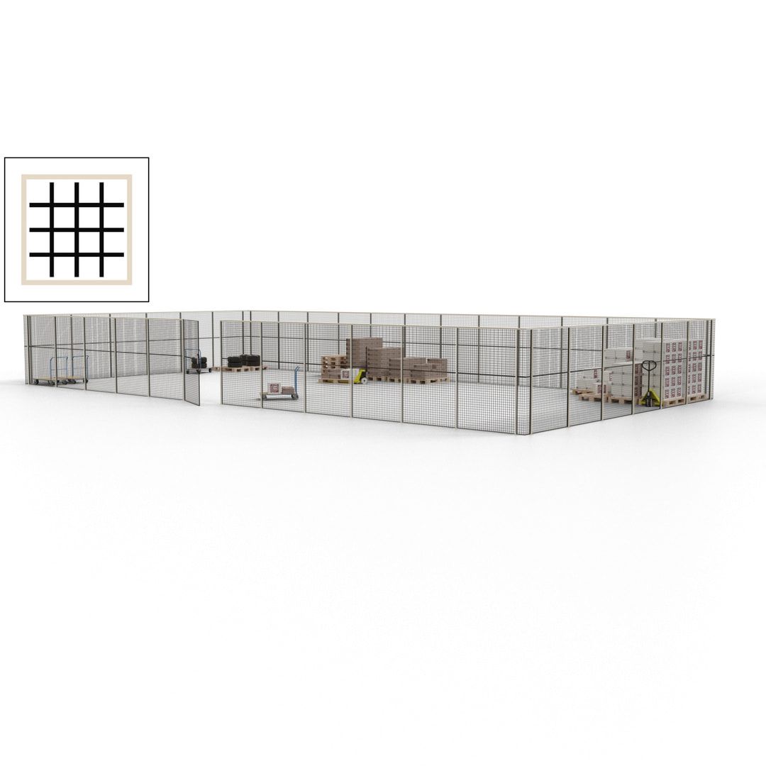 Maschinen Schutzgitter - Hallentrennwand - Sicherheitszaun - Tür - 54 m - 2.200 x 18.400 x 9.400 mm (HxBxT) - enzianblau