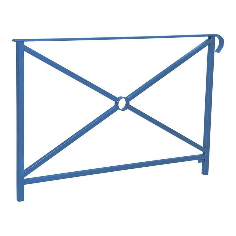 Geländer Kreuz und Kreis - 1.000 x 1.500 mm - flacher Handlauf - Farbe enzianblau - Außengeländer Systemgeländer
