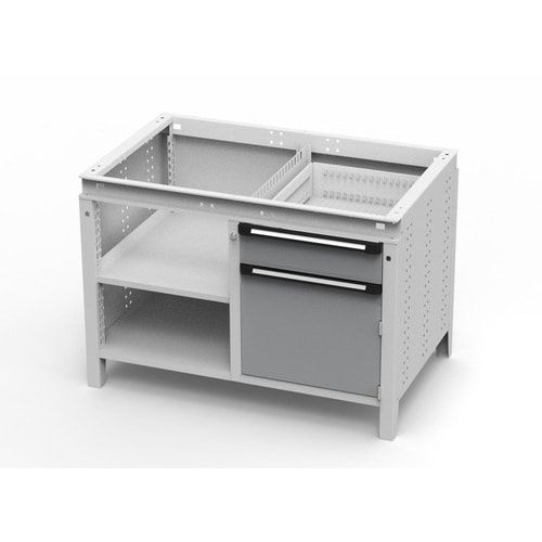 OTTOKIND Werkbank - bündige Arbeitsplatte - 850 x 1.150 x 750 mm (HxBxT) - 1 Schublade - Schrank - 2 Ablageböden - lichtgrau
