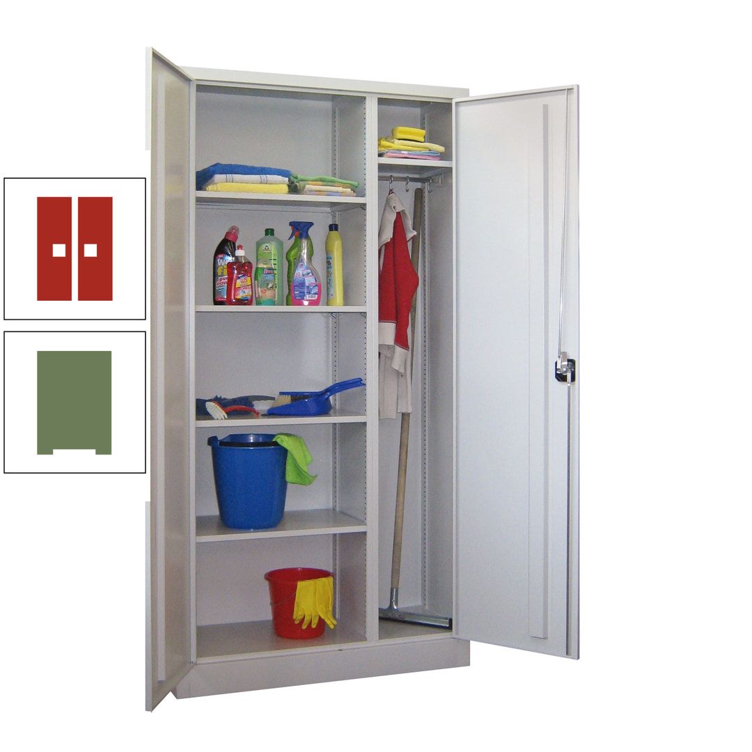 Putzschrank mit Trennwand - 1.950x1.000x400 mm (HxBxT) - Böden pulverbeschichtet - anthrazitgrau