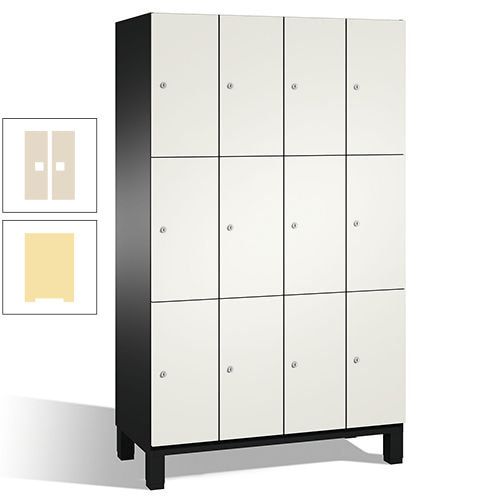 Fächerschrank, Stahlschrank, 12 Fächer, Türöffnungsbegrenzer, mit Füßen, Korpus lichtgrau, Tür anthrazitgrau, 1.980 x 1.200 x 525 mm (HxBxT)