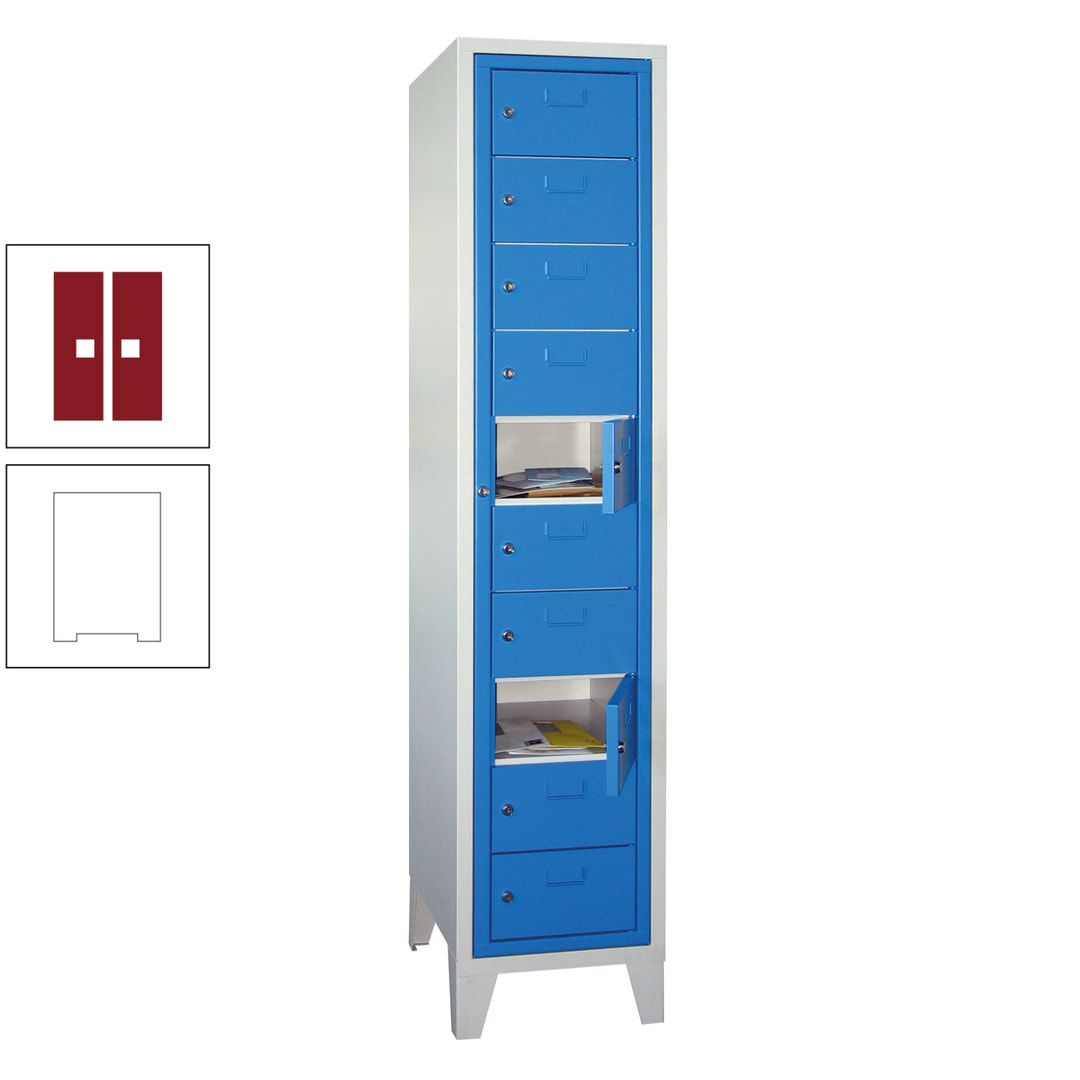 Schließfachschrank - Wäscheausgabeschrank - 10 Fächer a 315 mm - 1.850x400x500 mm (HxBxT) - Füße - Zylinderschloss - anthrazitgrau