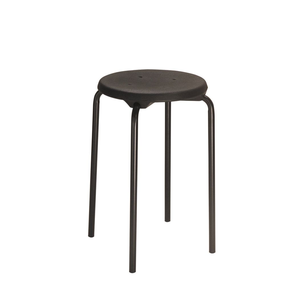 Hocker - Stapelhocker - Sitzhöhe 580 mm - PU schwarz - Edelstahl Gestell